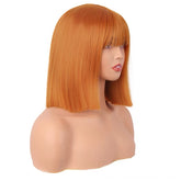Ginger Orange Short Straight Blunt Cut Fringe Bob Wig for Halloween